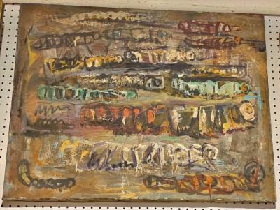 UNUSUAL MID CENTURY MODERNIST MULTI CATERPILLAR PAINTING