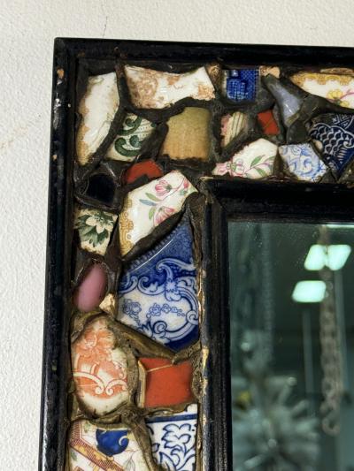 UNUSUAL MODERN CERAMIC SHARD MOSAIC FRAMED MIRROR