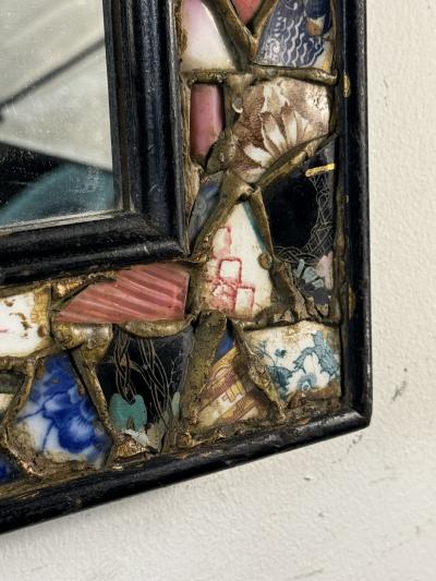 UNUSUAL MODERN CERAMIC SHARD MOSAIC FRAMED MIRROR
