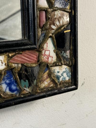 UNUSUAL MODERN CERAMIC SHARD MOSAIC FRAMED MIRROR