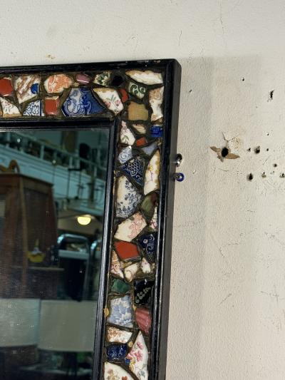 UNUSUAL MODERN CERAMIC SHARD MOSAIC FRAMED MIRROR