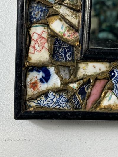 UNUSUAL MODERN CERAMIC SHARD MOSAIC FRAMED MIRROR