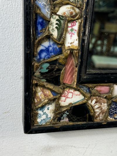 UNUSUAL MODERN CERAMIC SHARD MOSAIC FRAMED MIRROR