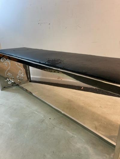UNUSUAL MODERN CHROME CUT OUT BENCH