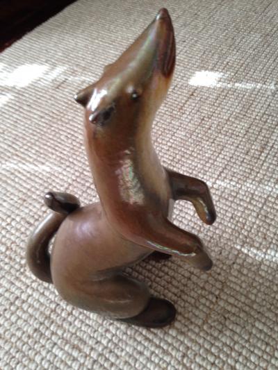 UNUSUAL MODERNIST ITALIAN TERRACOTTA WEASEL SCULPTURE