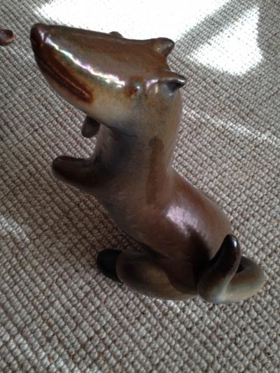 UNUSUAL MODERNIST ITALIAN TERRACOTTA WEASEL SCULPTURE