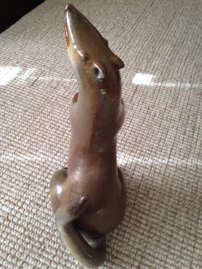 UNUSUAL MODERNIST ITALIAN TERRACOTTA WEASEL SCULPTURE