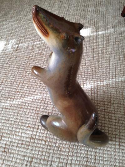 UNUSUAL MODERNIST ITALIAN TERRACOTTA WEASEL SCULPTURE