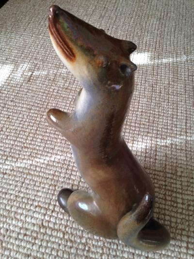 UNUSUAL MODERNIST ITALIAN TERRACOTTA WEASEL SCULPTURE
