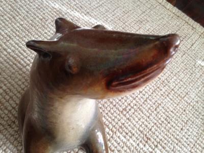 UNUSUAL MODERNIST ITALIAN TERRACOTTA WEASEL SCULPTURE