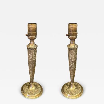 UNUSUAL PAIR OF SILVER LANDSCAPE SCENIC EMBOSSED ANTIQUE LAMPS