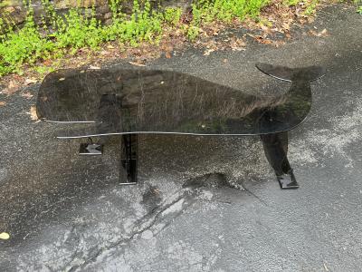 UNUSUAL SMOKY GREY LUCITE WHALE COFFEE TABLE