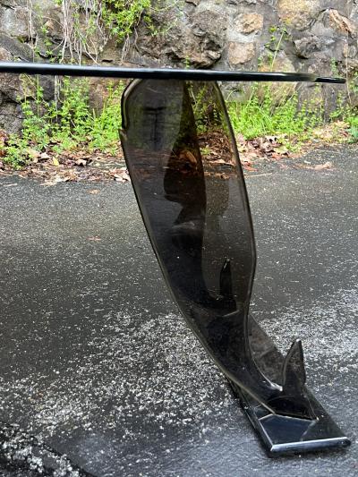 UNUSUAL SMOKY GREY LUCITE WHALE COFFEE TABLE