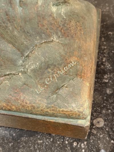 Ugo Cipriani Art Deco Bronzed Terracotta Sculpture The Fisherman by Ugo Cipriani France