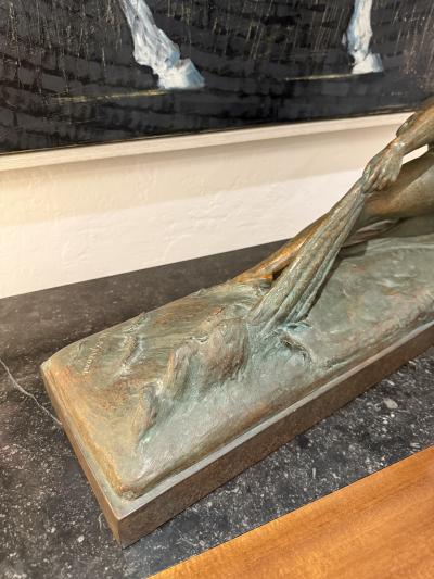 Ugo Cipriani Art Deco Bronzed Terracotta Sculpture The Fisherman by Ugo Cipriani France