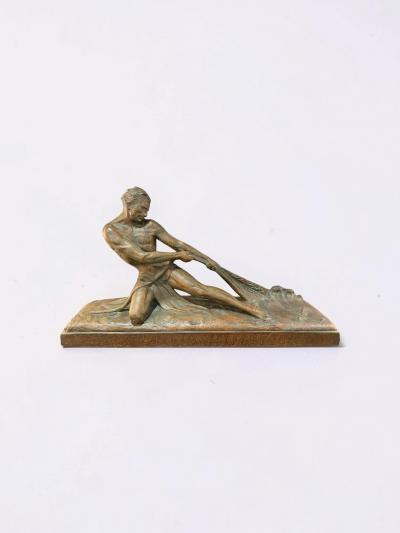Ugo Cipriani Art Deco Bronzed Terracotta Sculpture The Fisherman by Ugo Cipriani France