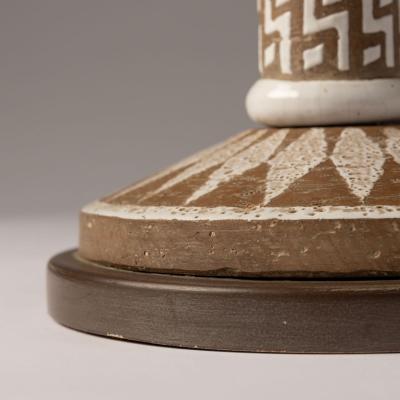 Ugo Zaccagnini Italian Ceramic Mid Century Design Table Lamp Sgraffito Primative