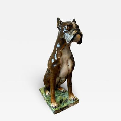 Ugo Zaccagnini Ugo Zaccagnini Figli Signed Life Size Dog Boxer Sculpture Ceramic Italy 1950s
