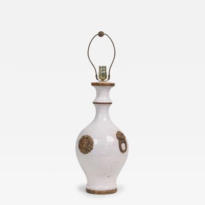 Ugo Zaccagnini Ugo Zaccagnini Italian Ceramic White Glaze Urn Vase Form Table Lamp