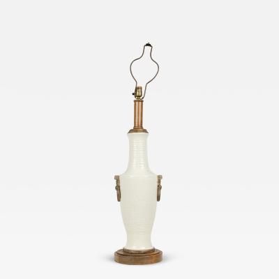 Ugo Zaccagnini Ugo Zaccagnini Mid Century Italian Ceramic Tall Urn Table Lamp on Wood Stand