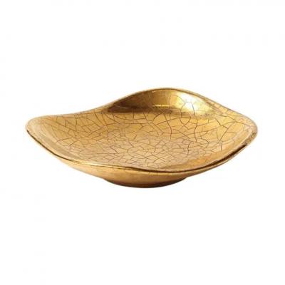 Ugo Zaccagnini Zaccagnini Tray Ceramic Gold Crackle Glaze Signed