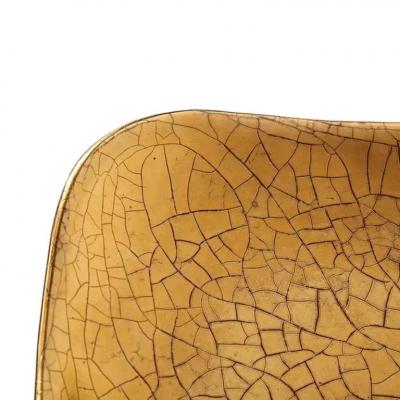 Ugo Zaccagnini Zaccagnini Tray Ceramic Gold Crackle Glaze Signed