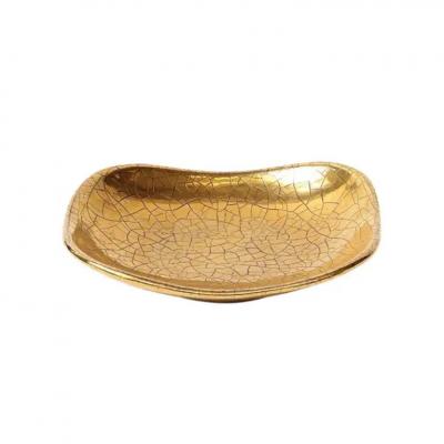 Ugo Zaccagnini Zaccagnini Tray Ceramic Gold Crackle Glaze Signed
