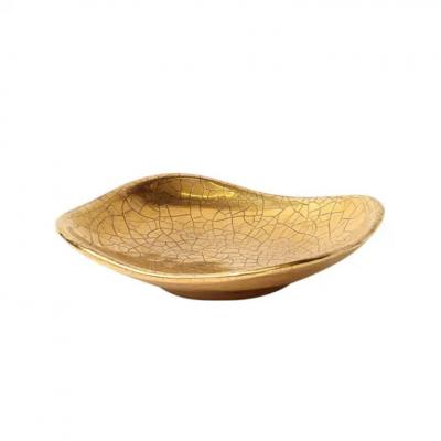 Ugo Zaccagnini Zaccagnini Tray Ceramic Gold Crackle Glaze Signed