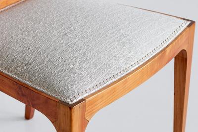 Ulderico Carlo Forni Set of Six Ulderico Carlo Forni Dining Chairs in Cherry Wood Italy 1940s