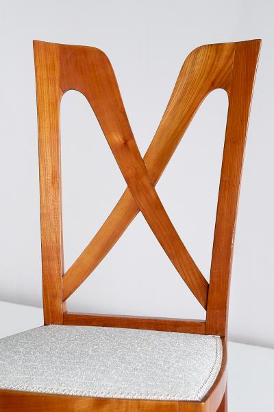 Ulderico Carlo Forni Set of Six Ulderico Carlo Forni Dining Chairs in Cherry Wood Italy 1940s