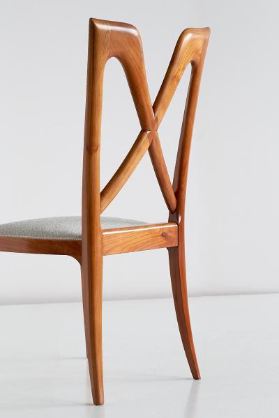 Ulderico Carlo Forni Set of Six Ulderico Carlo Forni Dining Chairs in Cherry Wood Italy 1940s