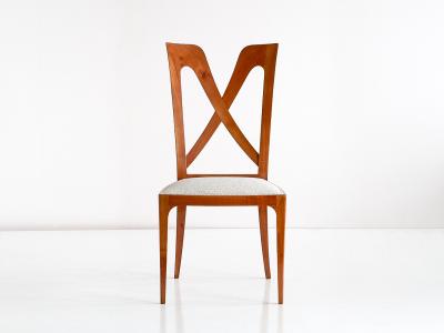 Ulderico Carlo Forni Set of Six Ulderico Carlo Forni Dining Chairs in Cherry Wood Italy 1940s