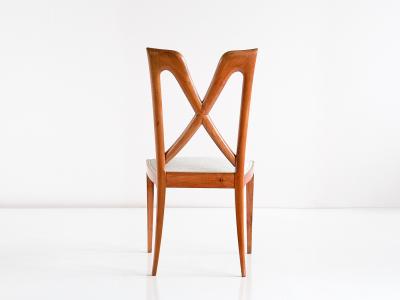 Ulderico Carlo Forni Set of Six Ulderico Carlo Forni Dining Chairs in Cherry Wood Italy 1940s