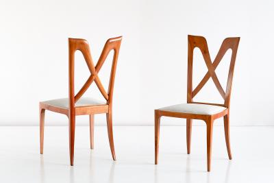 Ulderico Carlo Forni Set of Six Ulderico Carlo Forni Dining Chairs in Cherry Wood Italy 1940s