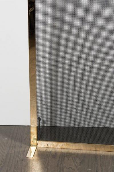 Ultra Chic Custom Minimalist Fire Screen Polished and Lacquered Brass