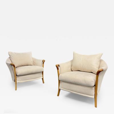 Umberto Asnago Pair of Umberto Asnago for Giorgetti Lounge Chairs Arm Chairs Bergeres