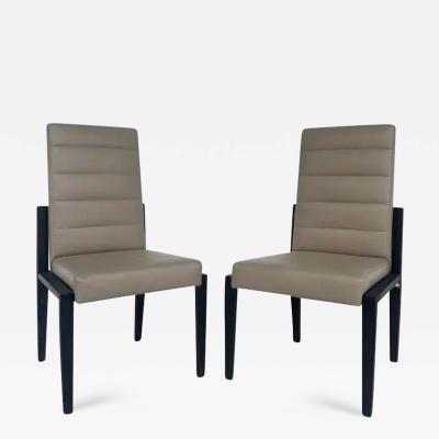 Umberto Asnago Umberto Asnago for Mobilidea Italian Leather Oak Tall Chairs Pair