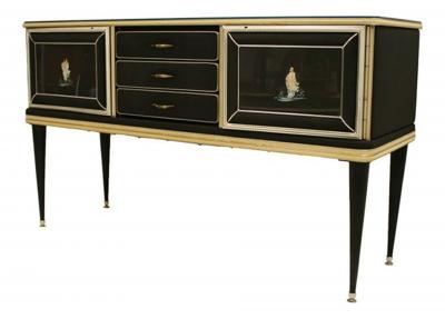 Umberto Mascagni Italian 1950s Chinoiserie Decorated Sideboard