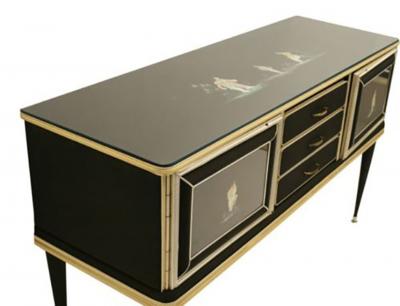 Umberto Mascagni Italian 1950s Chinoiserie Decorated Sideboard