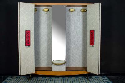 Umberto Mascagni Midcentury Italian Entrance Wardrobe with Mirror by Umberto Mascagni