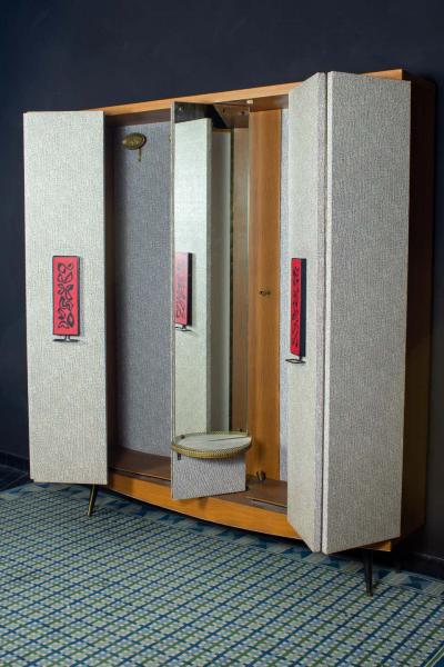 Umberto Mascagni Midcentury Italian Entrance Wardrobe with Mirror by Umberto Mascagni