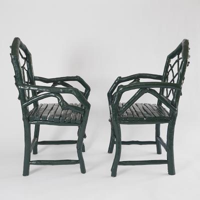 Umberto Pasti PAIR OF GREEN LACQUER ROOT ARMCHAIRS