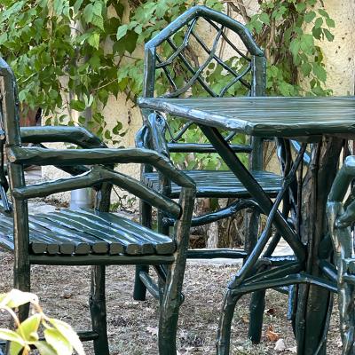 Umberto Pasti PAIR OF GREEN LACQUER ROOT ARMCHAIRS