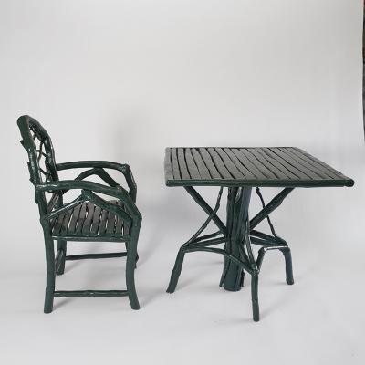 Umberto Pasti PAIR OF GREEN LACQUER ROOT SQUARE TABLE