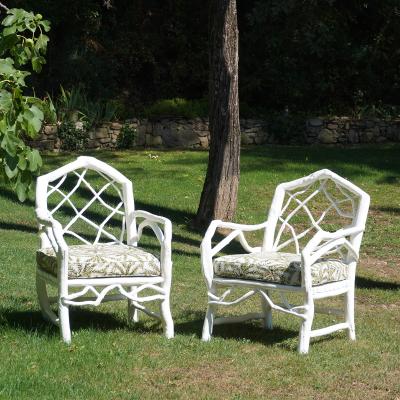 Umberto Pasti PAIR OF LOW ARMCHAIRS ROYAL in white lacquered arbutus 2026