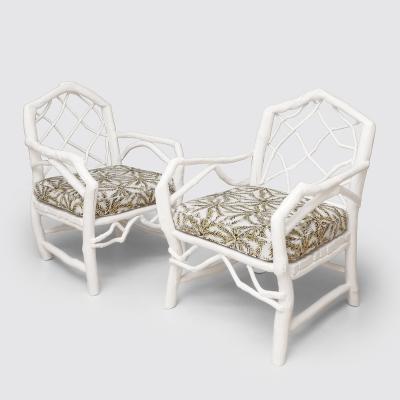 Umberto Pasti PAIR OF LOW ARMCHAIRS ROYAL in white lacquered arbutus 2026