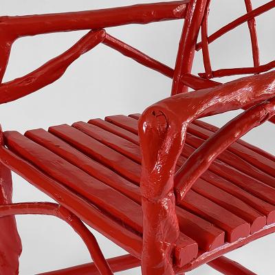 Umberto Pasti PAIR OF RED LACQUER ROOT ARMCHAIRS