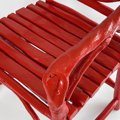 Umberto Pasti PAIR OF RED LACQUER ROOT ARMCHAIRS