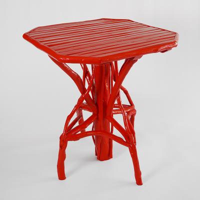 Umberto Pasti RED LACQUER ROOT OCTOGONAL TABLE
