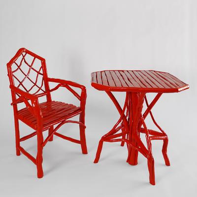 Umberto Pasti RED LACQUER ROOT OCTOGONAL TABLE